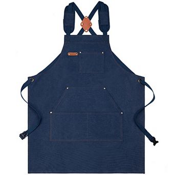 Cotton Kitchen Apron with Cross Back Straps Minimalist Utility Apron for Cooking Baking Craft Garden