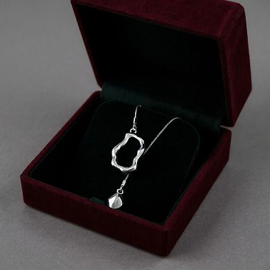 Women's Abstract Drop Pendant Necklace with Fluid Open Frame Design