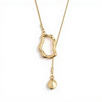 Women's Abstract Drop Pendant Necklace with Fluid Open Frame Design