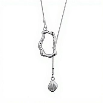 Women's Abstract Drop Pendant Necklace with Fluid Open Frame Design