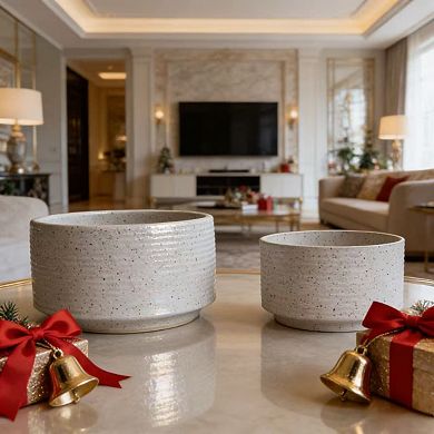 Loheer Handmade Ceramic Planter Set of Two for Aquatic Plants and Tabletop Decor