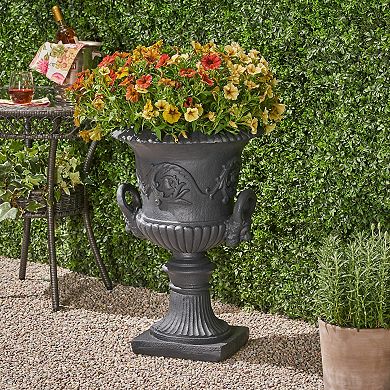 KWPZQEB Lightweight Concrete Roman Style Planter with Sturdy Square Base & Drainage Hole