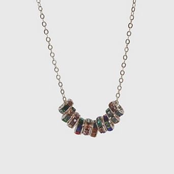 Women's Rainbow Zirconia Circle Necklace