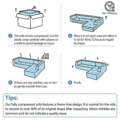 Pnronnc Modular Sectional Sofa, Chenille Deep Seat Couch Convertible Sofa with Side Pockets