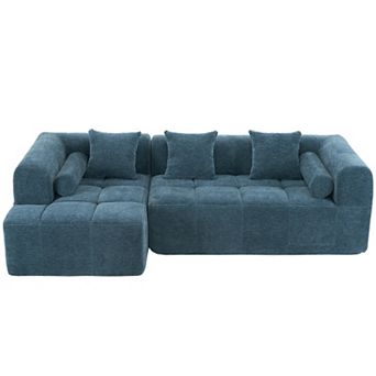 Pnronnc Modular Sectional Sofa, Chenille Deep Seat Couch Convertible Sofa with Side Pockets