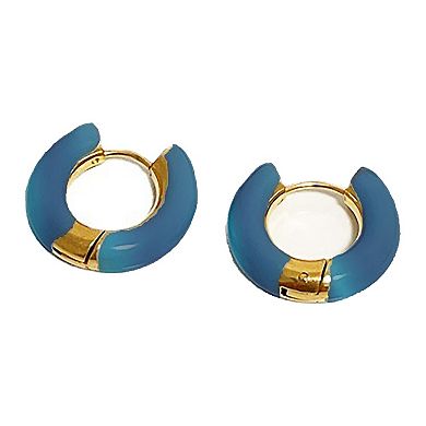 Women's Enamel Huggie Hoop Earrings - Small Hoops for Everyday Wear
