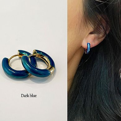 Women's Enamel Huggie Hoop Earrings - Small Hoops for Everyday Wear