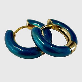 Women's Enamel Huggie Hoop Earrings - Small Hoops for Everyday Wear