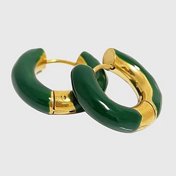 Women's Enamel Huggie Hoop Earrings - Small Hoops for Everyday Wear