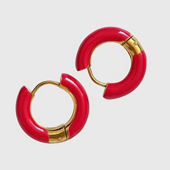 Women's Enamel Huggie Hoop Earrings - Small Hoops for Everyday Wear