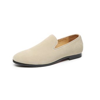 Men's Beige Suede Slip-On Loafers Classic Dress Shoes