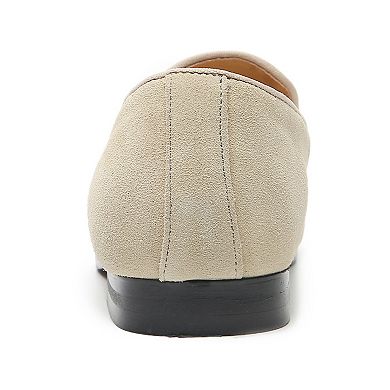 Men's Beige Suede Slip-On Loafers Classic Dress Shoes