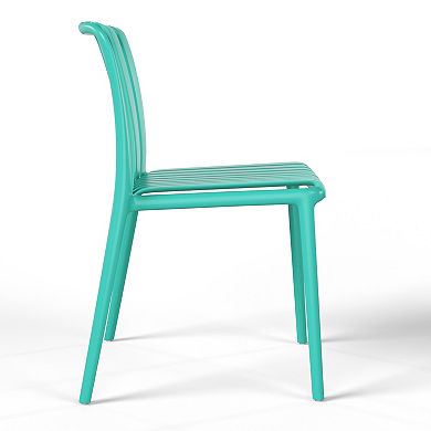 Outdoor Stackable Polypropylene Plastic Dining Side Chairs (Set of 2)