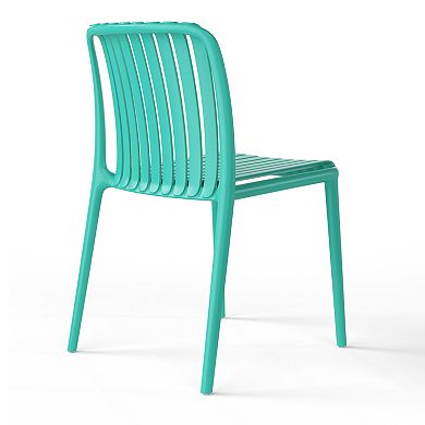 Outdoor Stackable Polypropylene Plastic Dining Side Chairs (Set of 2)