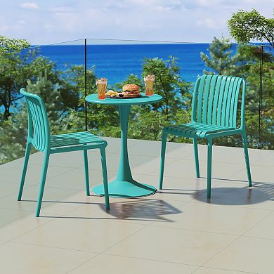Outdoor Stackable Polypropylene Plastic Dining Side Chairs (Set of 2)