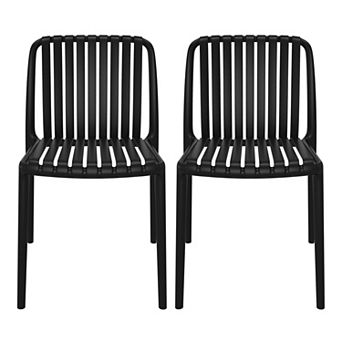 Outdoor Stackable Polypropylene Plastic Dining Side Chairs (Set of 2)