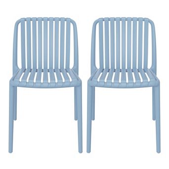 Outdoor Stackable Polypropylene Plastic Dining Side Chairs (Set of 2)