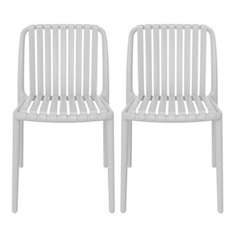 Outdoor Stackable Polypropylene Plastic Dining Side Chairs (Set of 2)