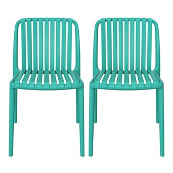 Outdoor Stackable Polypropylene Plastic Dining Side Chairs (Set of 2)
