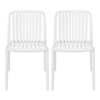 Outdoor Stackable Polypropylene Plastic Dining Side Chairs (Set of 2)