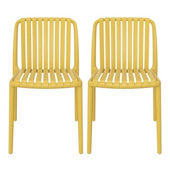 Outdoor Stackable Polypropylene Plastic Dining Side Chairs (Set of 2)