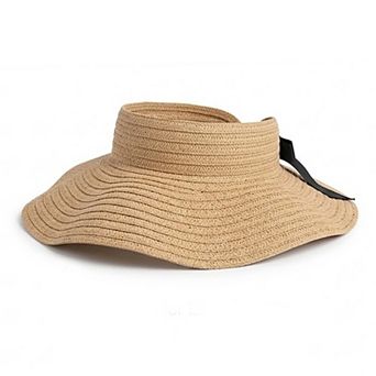 Women Straw Sun Visor Hat Wide Brim Rollable Packable Adjustable Open Top Summer Hat