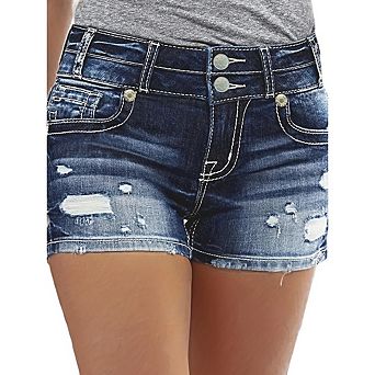Women's Mini Jean Shorts Mid to High Rise Waist Stretch With Pockets