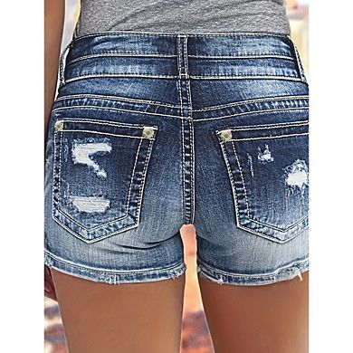Women's Mini Jean Shorts Mid to High Rise Waist Stretch With Pockets