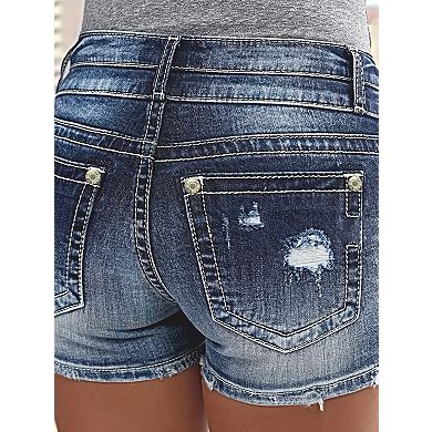 Women's Mini Jean Shorts Mid to High Rise Waist Stretch With Pockets