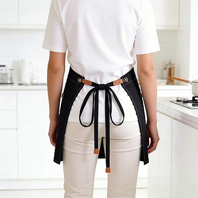 Waist Apron Cotton Work Apron with Multi Pocket Utility Design Adjustable Tie for Cooking Server