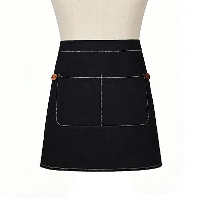 Waist Apron Cotton Work Apron with Multi Pocket Utility Design Adjustable Tie for Cooking Server