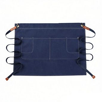 Waist Apron Cotton Work Apron with Multi Pocket Utility Design Adjustable Tie for Cooking Server