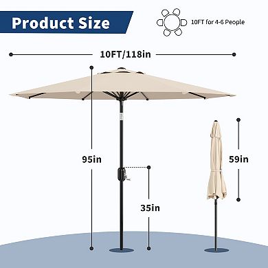 ANIXOL 10FT Patio Umbrella with Tilt and Crank, UV Protection Waterproof