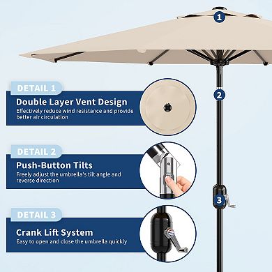 ANIXOL 10FT Patio Umbrella with Tilt and Crank, UV Protection Waterproof