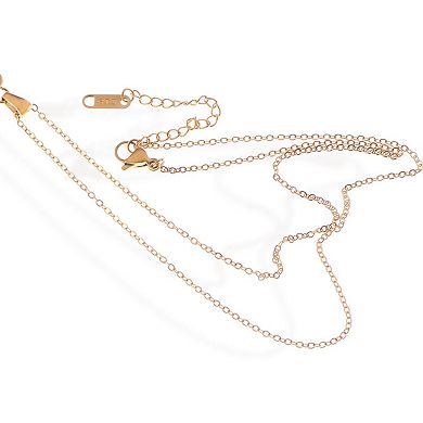 Gold Tone Pendant Necklace with Rectangular Crystal and Starburst Accent