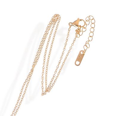 Gold Tone Pendant Necklace with Rectangular Crystal and Starburst Accent