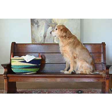 Triangle Design Bolga Basket with Leather Handles