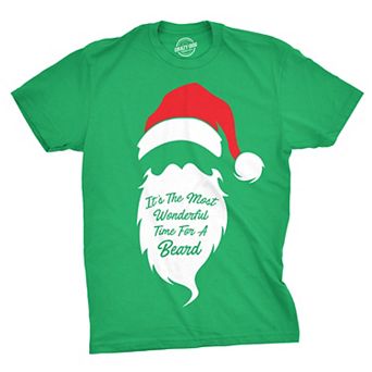Mens Most Wonderful Time for A Beard T Shirt Funny Christmas Tee for Guys Holiday Party