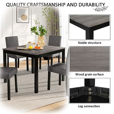 Pnronnc 5-Piece Wooden Dining Table Set with 4 Chairs Kitchen Table Set for 4