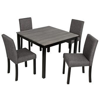 Pnronnc 5 pc Wooden Dining Table Set with 4 Chairs Kitchen Table Set for 4