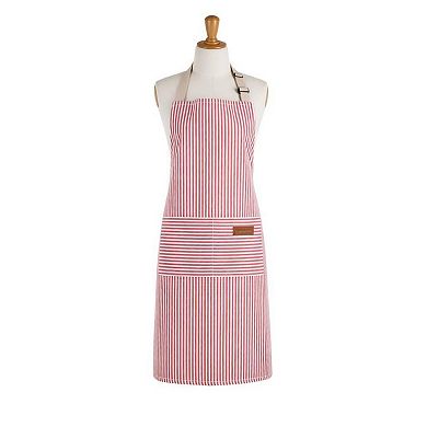 Striped Kitchen Apron Cotton Blend Adjustable Neck Apron with Pocket for Cooking Baking Home Use