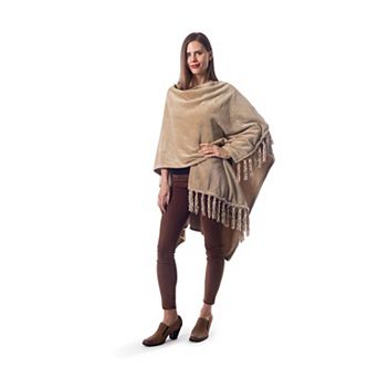 Gift for Mom Fleece Wearable Throw Poncho - Throw Blanket Fringed Wrap - Fleece Cape