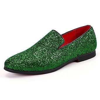 Men's Glitter Loafers Sparkly Slip-On Dress Shoes for Formal Occasions