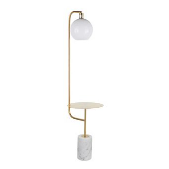 Loheer Contemporary Floor Lamp with Side Table and Marble Base