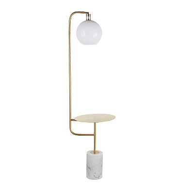 Loheer Contemporary Floor Lamp with Side Table and Marble Base