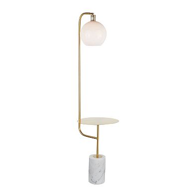Loheer Contemporary Floor Lamp with Side Table and Marble Base