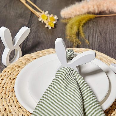 Set of 8 Wooden Easter Bunny Napkin Rings Tabletop Decorations