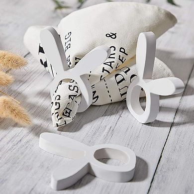Set of 8 Wooden Easter Bunny Napkin Rings Tabletop Decorations