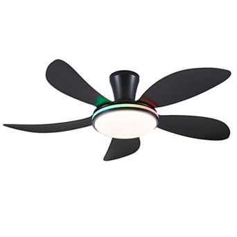 48-Inch Flush Mount Ceiling Fan with RGB Light,Remote and App Control,Quiet Reversible DC Motor