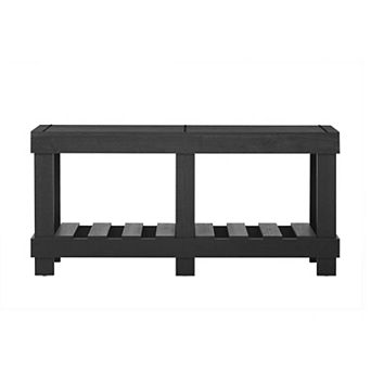 62.9-Inch Vintage Solid Wood Entryway Table with Storage Shelf and Metal Rivet Decor